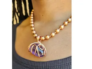 Amethyst Chunky Ball Chain Crystal Pendant Necklace, Gemstone Spiritual Jewelry, Calming, Intuitive, Protective, Soothing, Empowering [Made-to-Order]