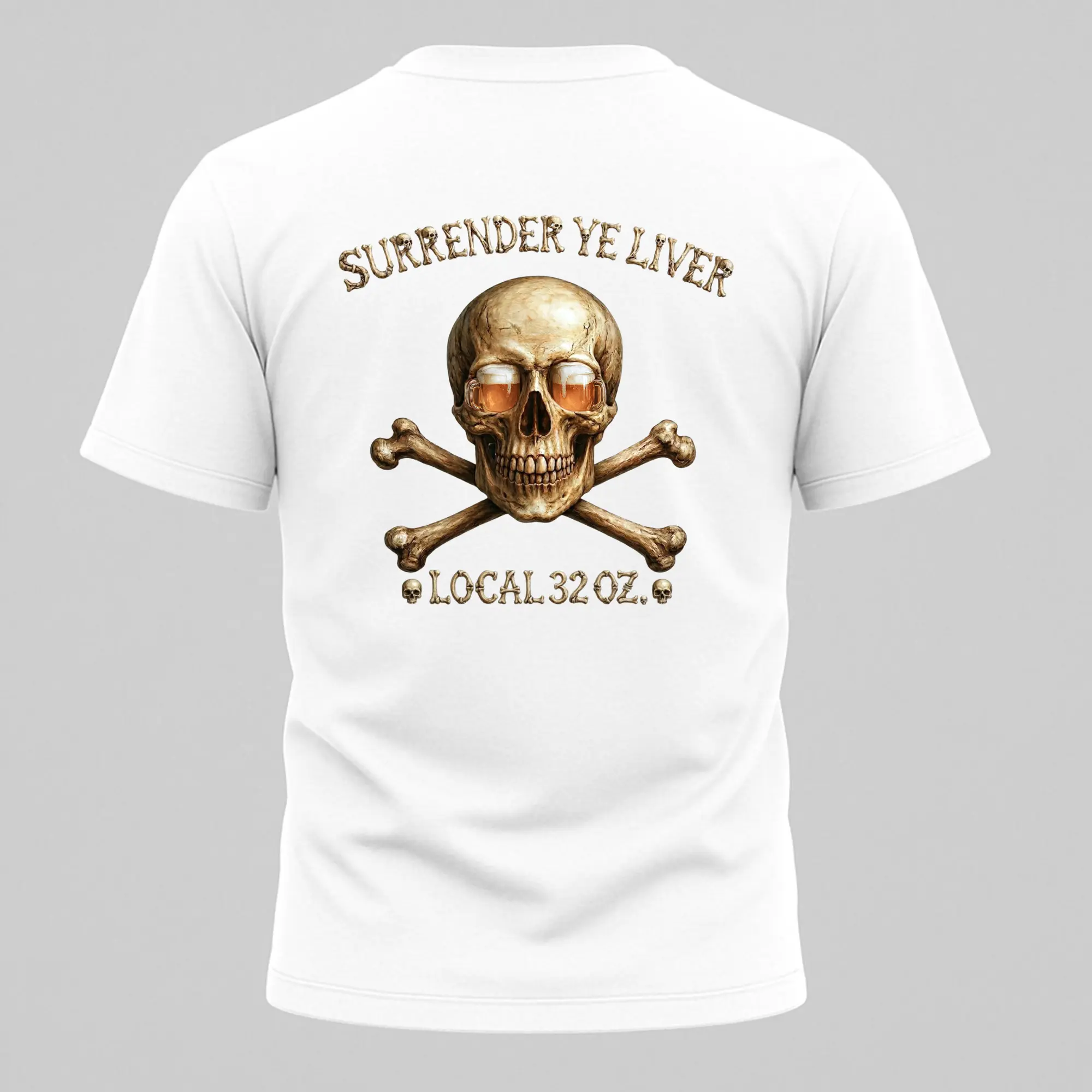 Men's Skull and Bones Graphic Short-Sleeve T-Shirt - 32 oz. Heavy Ribbed Cotton, Casual Menswear, Streetwear, Alternative, Stylish