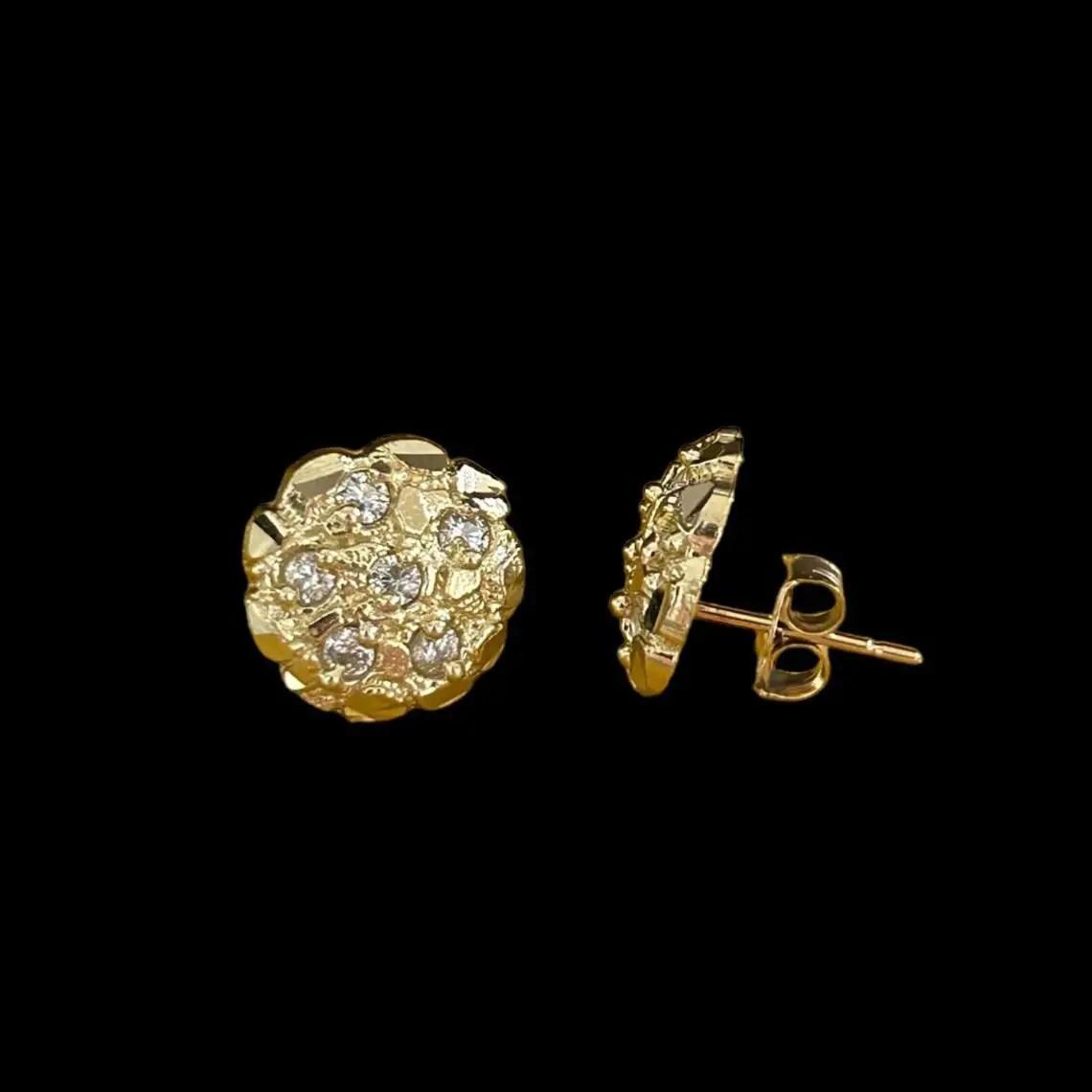 Sparkling Gold Flower Earrings – Crystal Studs for Work, Dates & Parties