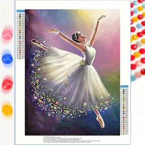 5D DIY Full Drill Round Diamond Painting Kit, Dancing Girl Pattern, Mosaic Canvas, Home Wall Decor, Halloween Christmas Gift