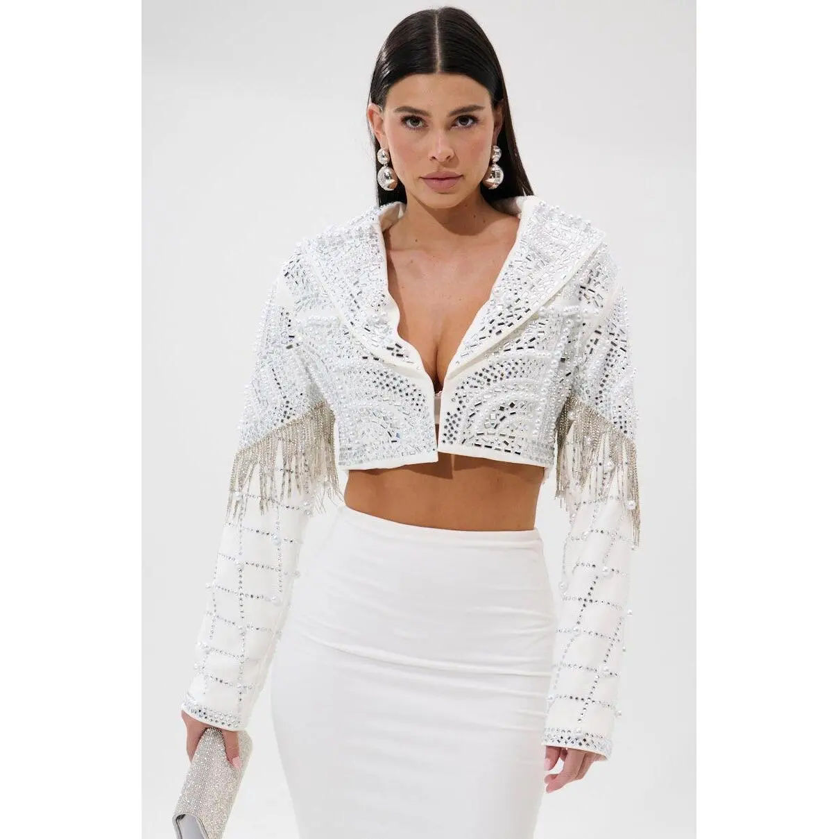DIRTY MARTINI EMBELLISHED BLAZER IN WHITE DIRTY MARTINI EMBELLISHED BLAZER IN WHITE