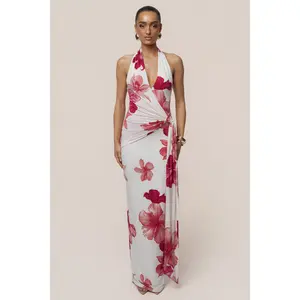 Red Floral Island Blossom Maxi Dress