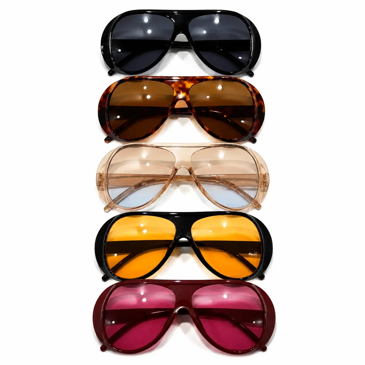 5 Pairs Y2K Oversized Vintage Sunglasses for Women, Trendy Street Style Shades, Retro Fashion Eyewear, Perfect for Casual Wear, Travel, Vacation, Summer Accessories, UV Protection, Fashionable Sunglasses Set