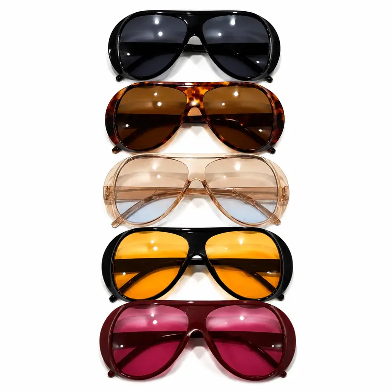 Women's 5-Pair Lightweight Y2K Oversized Vintage Plastic Animal Print Sunglasses Set, Fashionable Street Style Retro Eyewear, UV400 Sun Protective Sunglasses, Summer Outdoor Sports & Casual Wear Accessories