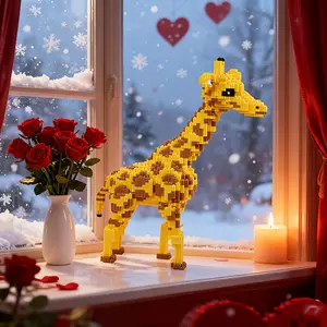 Valentine's Day Giraffe Building Block 3D Puzzle Model, Puzzle Game, Stress Relief Toy, Indoor Decoration, Birthday Christmas New Year Gift