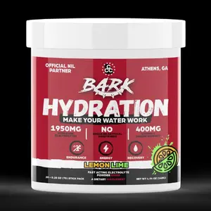 BARK Hydration Lemon Lime Sugar Free Electrolyte Drink Mix 20 Stick Packs Sodium Magnesium 1950mg Electrolytes 400mg Vitamin C Natural Ingredients
