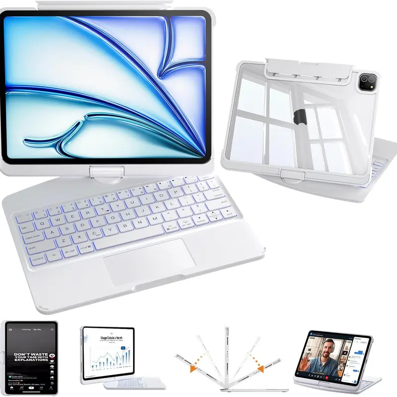 Touch Keyboard Case Compatible with iPad Apple iPad (8.3'/10.2'/10.9'/11'/12.9'/13 inch )ipad 7-11th(A16)/ipad air(2022-2026) / ipad pro (2018-2025) and ipad mini,:Multi-Touch Trackpad,360°Rotatable Thin Light for iPad Air 5/4 Gen, Accessories, Tablet, Us