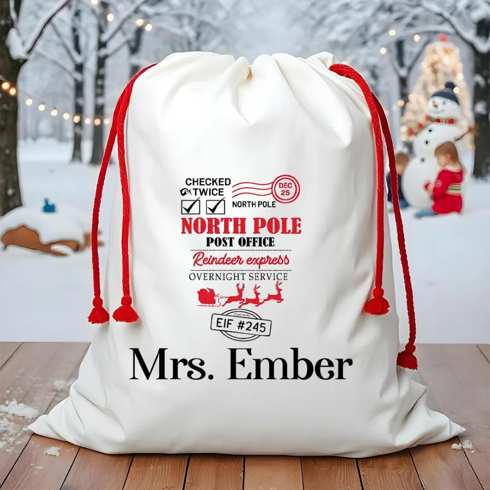 Personalized North Pole Mail Bag: Custom Christmas Santa Sack
