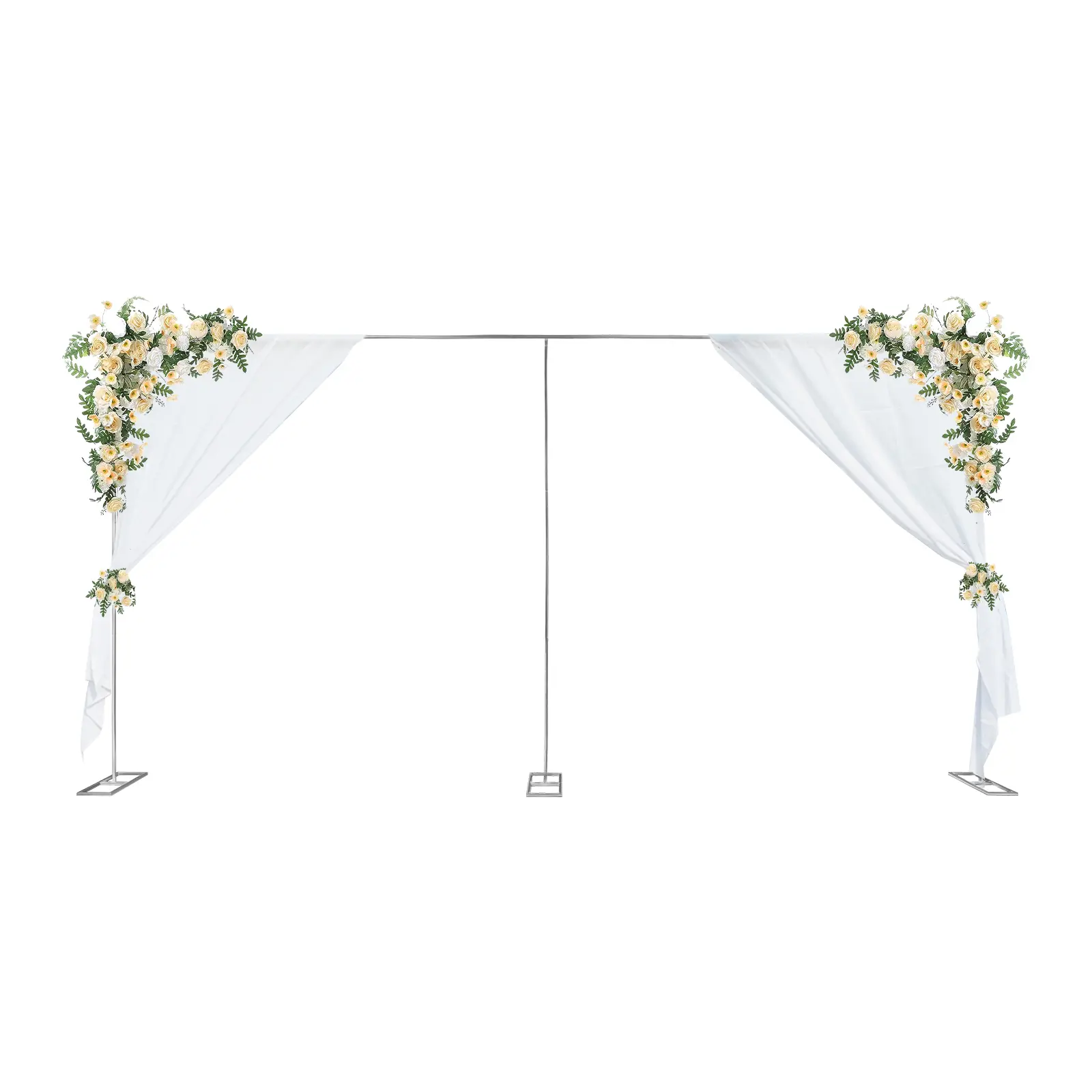Galvanized Iron Rectangular Wedding Arch Backdrop Stand - Backdrop Support, Floorstand, Iron Pipe, Height-Adjustable, Large Size, Length-Adjustable, 22 lbs Capacity, Sturdy, Easy Assembly, Silver Festive & Party Decoration