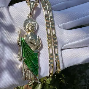 St Jude Necklace green , Cadena San Juditas Verde
