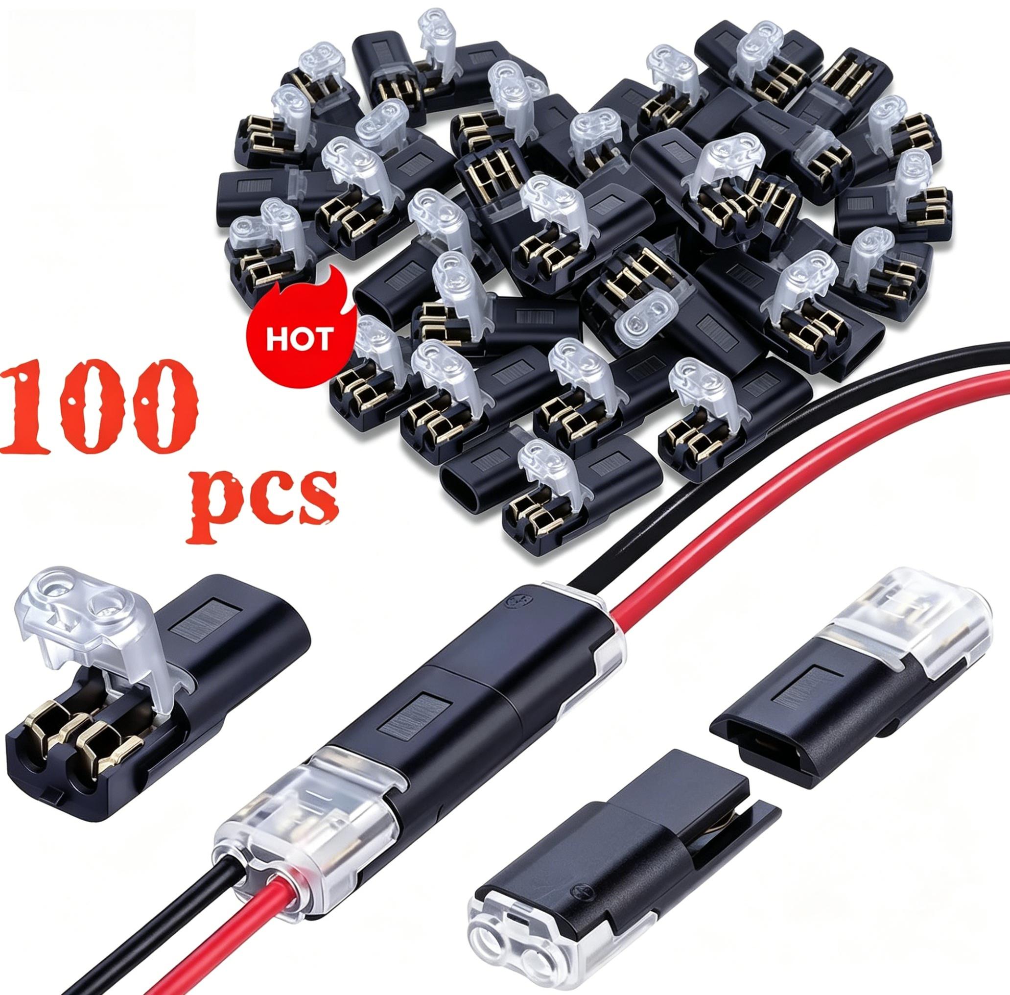 2 Pin LED Light Connector Universal Locking Buckle Double Wire Low Voltage Fast Plug LED Strip Adapter for Automotive Car Motorcycle LED Lighting Wiring