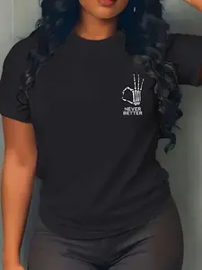 100% Cotton Never Better OK Sign Skeleton Hand Funny Halloween Men Women T-Shirt