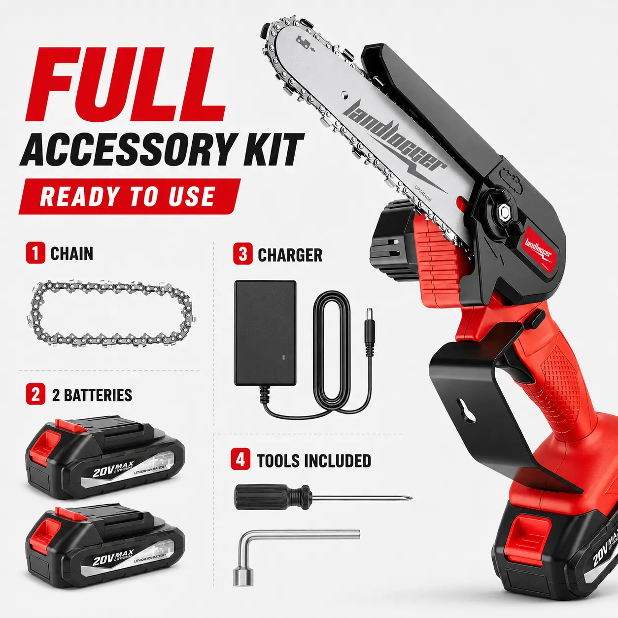 Cordless Portable Electric Chain , Handheld Electric Chainsaws with Upgraded 4 Chains   Good for Olders, DIYer, Gardeners Continuously 2 Hours Work