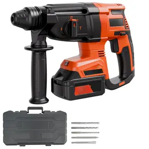 brushless cordless impact drill, household lithium-ion impact drill, multifunctional rechargeable drilling tool set, rotary hammer drill, tool set, includes battery and charger, 4 functions