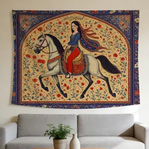 Woman Riding Horse Tapestry Persian Ottoman Style Wall Hanging Suitable for Home Decor Valentine's Day Easter St.Patrick's Day Halloween Christmas and Other Festival Decorations.