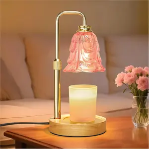 Candle Warmer Lamp with Timer Dimmer, Adjustable Height Pink Tulip Candle Wax Warmer, Great Christmas Birthday House Warming Gift for Mom Women, for New Home Bedroom Decor Flower Pink