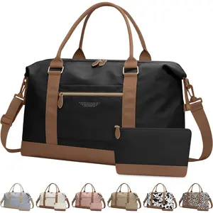 Travel Duffle Bag for Women, Weekender Bags,  Bag for Labor Delivery, Lightweight Tote Duffel Overnight Bag with Luggage Sleeve, Airplane Travel Bags with Toiletry Bag, Large, Black