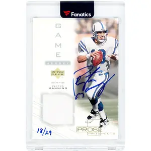 Peyton Manning Indianapolis Colts Autographed 2003 Upper Deck Ultimate Collection 2001 UD Pros & Prospects Game Used Jersey Relic Buyback #PM-J #18/29 Card - Fanatics Authentic Certified