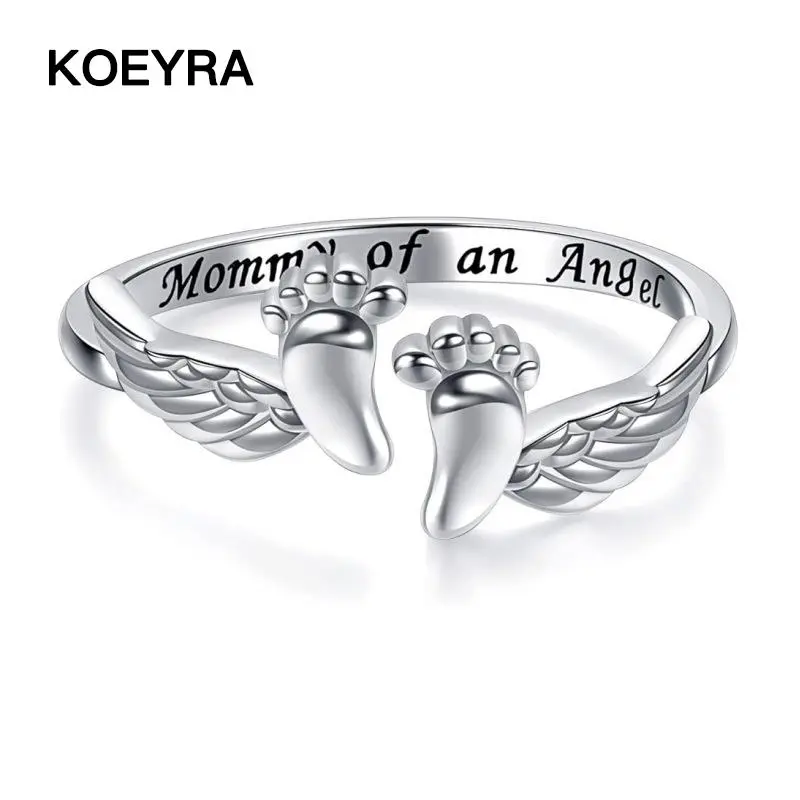 Adjustable Letter & Wing Design Cuff Ring, Fashionable Jewelry for Women, Elegant All-match Fashion Accessories for Daily Wear, Personalized Angel Ring, Engraved Ring