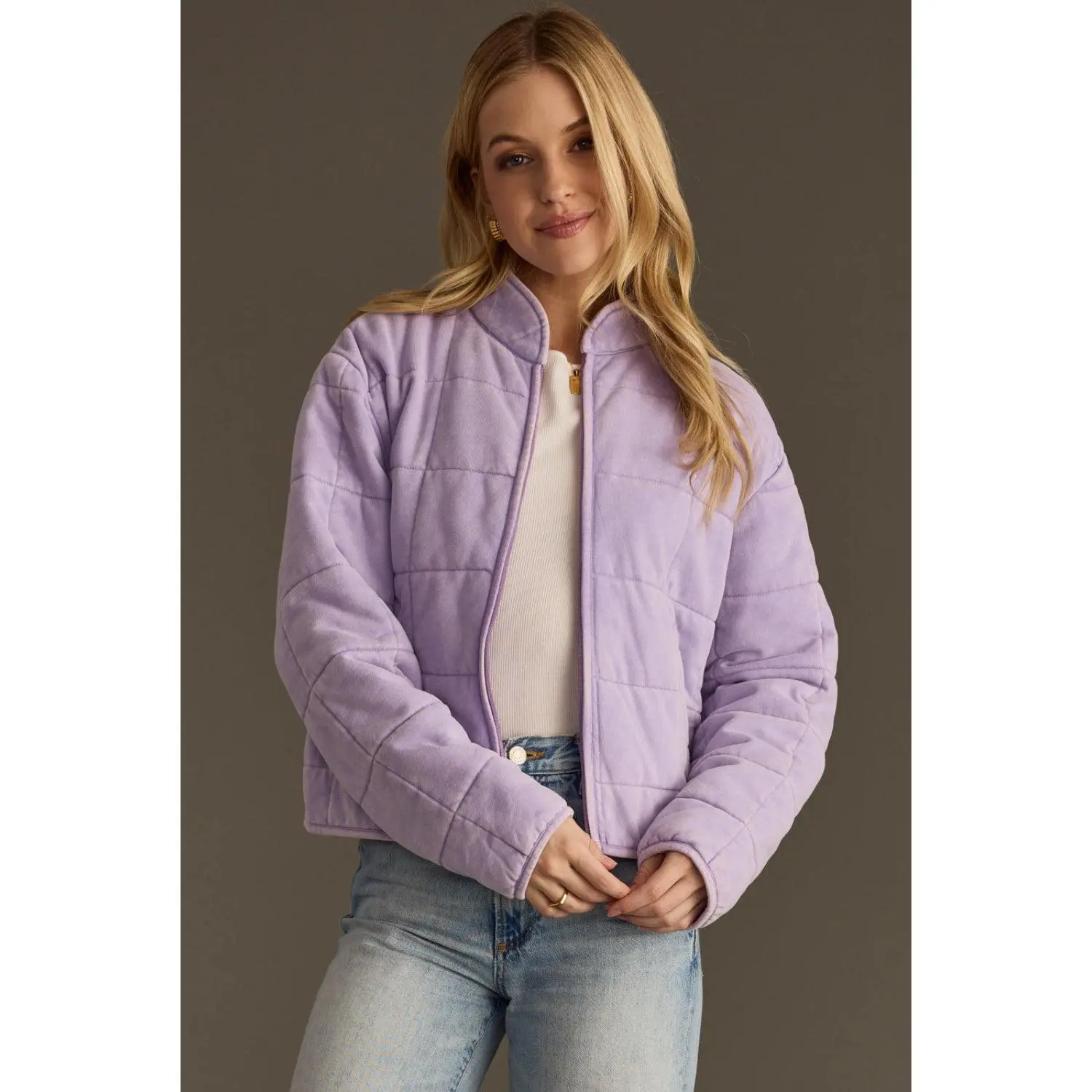 Lavender Washed Quilted Jacket