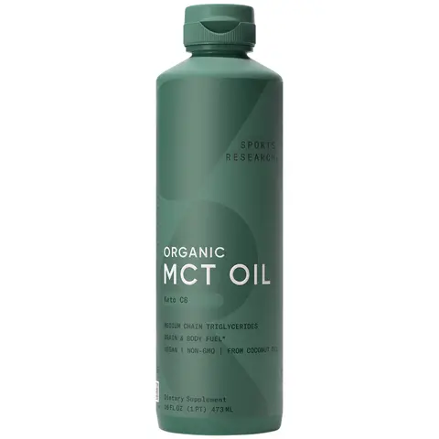 Sports Research Organic MCT Oil - Keto & Vegan MCTs C8 from Coconuts - Non-GMO & Gluten Free - Flavorless Oil - 16 oz