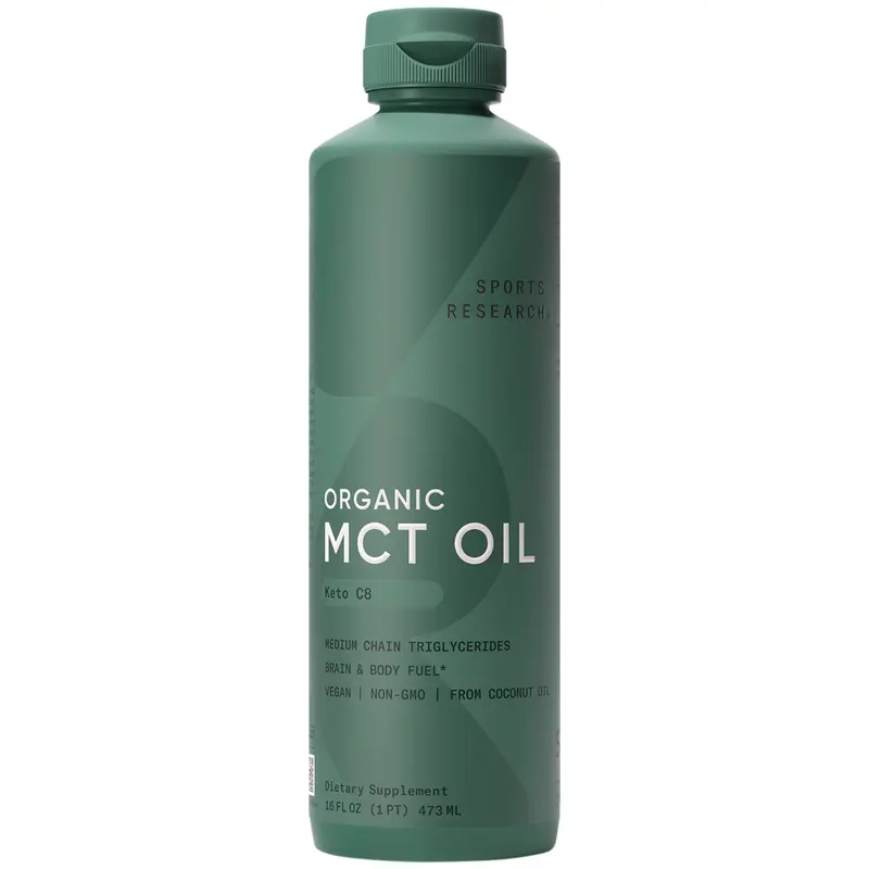 Sports Research Organic MCT Oil - Keto & Vegan MCTs C8 from Coconuts - Non-GMO & Gluten Free - Flavorless Oil - 16 oz