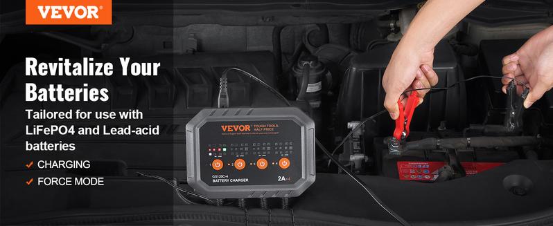VEVOR Smart Battery Charger, TikTokShopBlackFriday, 8-Amp, LiFePO4 Lead-Acid (AGM / Gel / SLA) Car Battery Charger, Fully-Automatic Charger Maintainer Desulfator for Boat Motorcycle Lawn Mower Golf Cart Marine Deep Cycle  VEVOR Super Brand Day