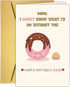 Funny Mother's Day Card for Mom, Cute Donut Pun Mother's Day Card from Daughter Son Kids - Donut Know What I'd Do Without You.