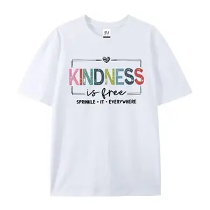 "Kindness Is Free Sprinkle It Everywhere" Inspirational Oversized Cotton T-Shirt, Positive Graphic Tee, Comfort Casual Outfit, Perfect Gift For Kindness Lovers & Teachers, Ideal Everyday Outfit