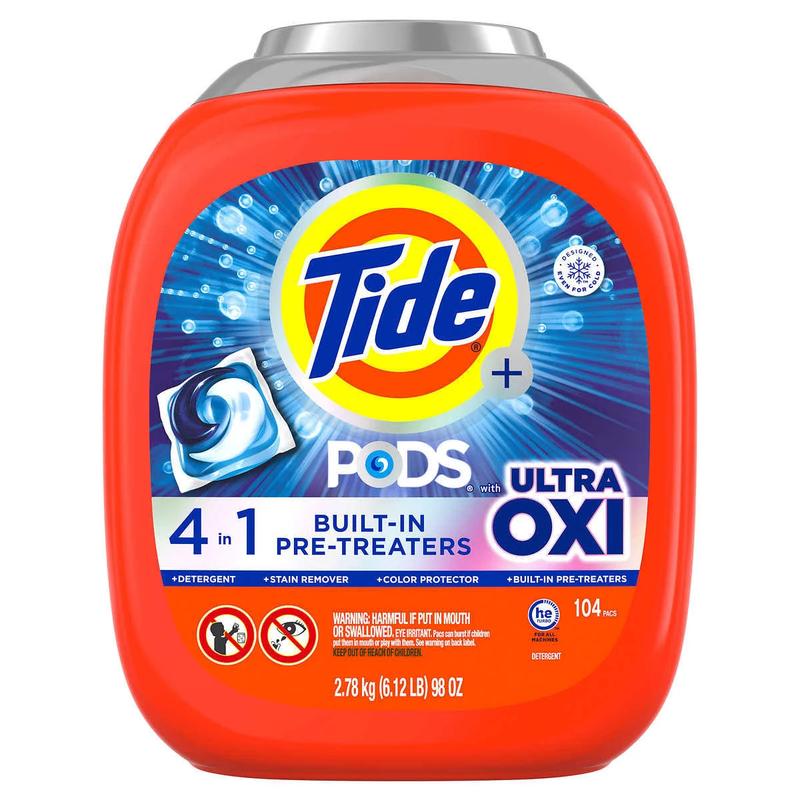 Tide PODS with Ultra Oxi HE Laundry Detergent Pods 104 Count Built-in Pre-treaters 3.08 kg 6.79 lb 108 oz