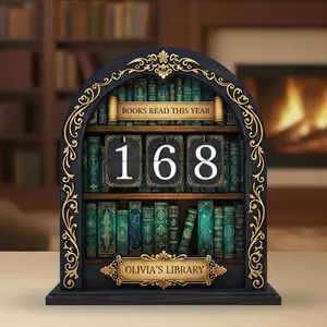 Book Tracker Sign: Vintage Library Decor, Books Read This Year Counter