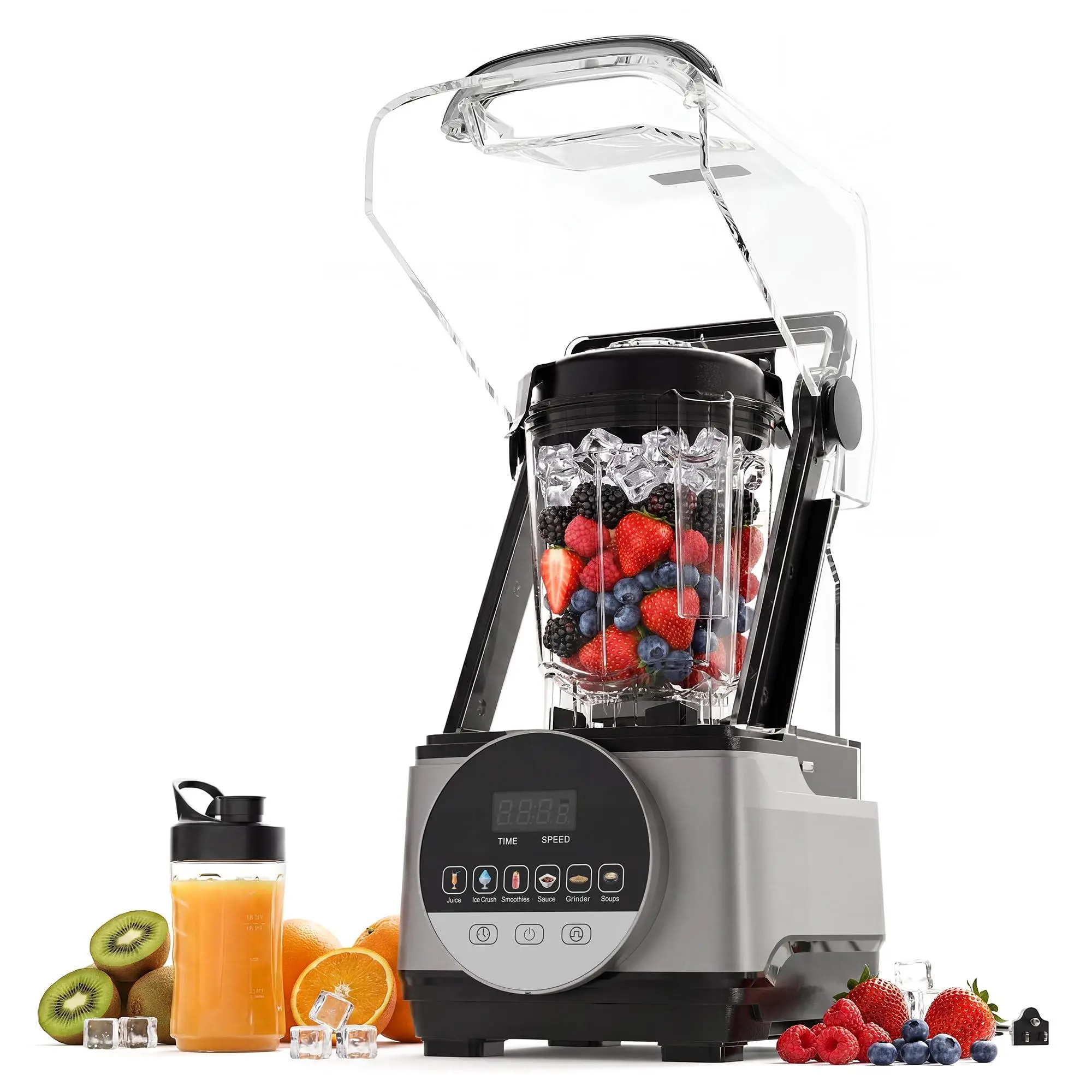 Gaomon Commercial Countertop Blender - 68Oz, 1400W (Max 2200W), 28000 RPM, 9 Speed & Pulse, Smart Touch 6 Functions, 6-Leaf Stainless Steel Blade for Kitchen Smoothies, Crush Ice