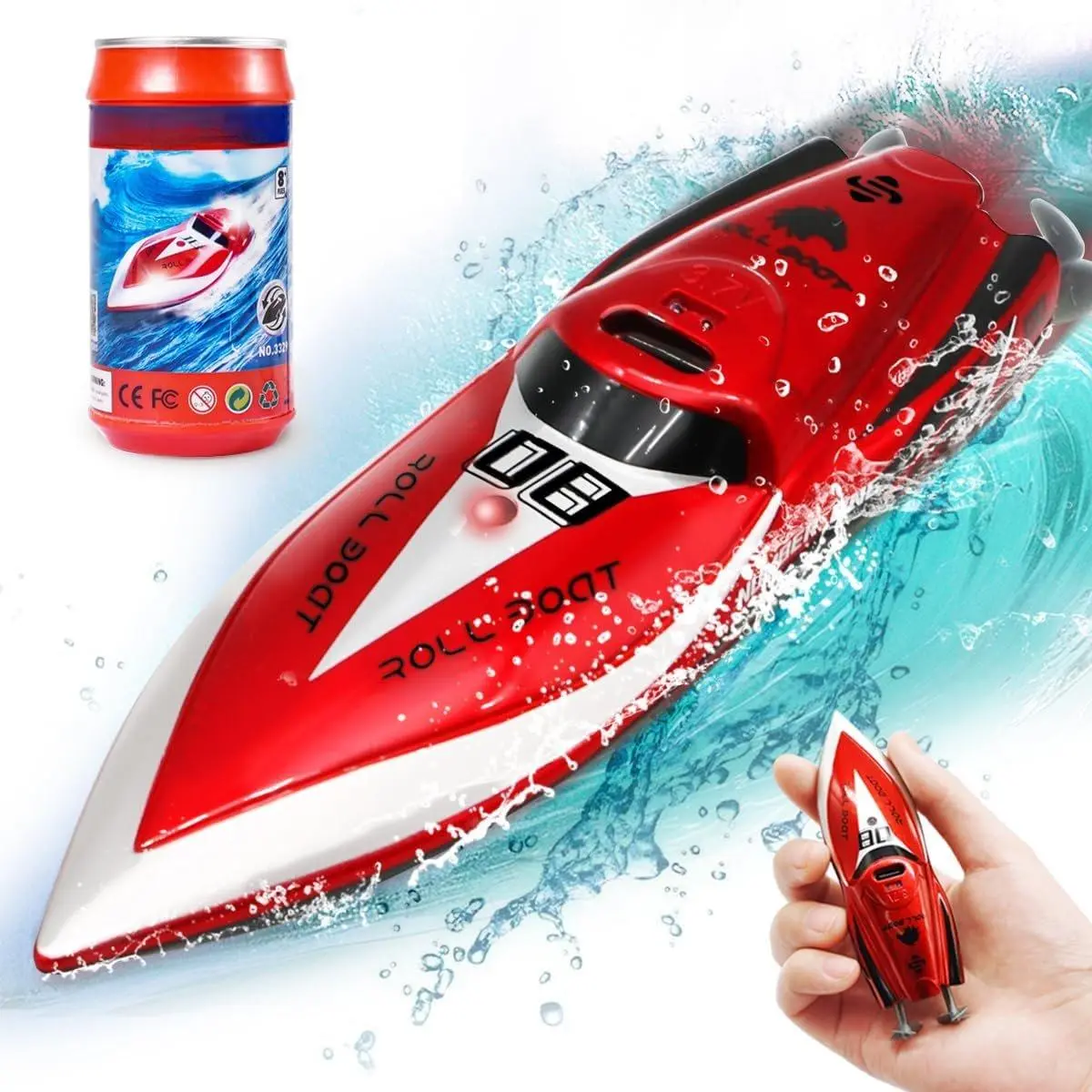 Mini Remote Control Boat RC Boat 2.4Ghz 360 Rotating bulit-in Rechargeable Battery Swimming Pool Toys Remote Control Boats for Kids 8-12 Years Birthday Gift Red