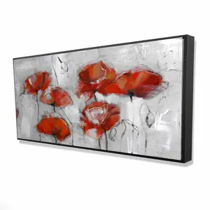 Begin Home Decor 2081-2448-FL54 24 x 48 in. Abstract Poppies - Contemporary Red Framed Canvas Art for Home