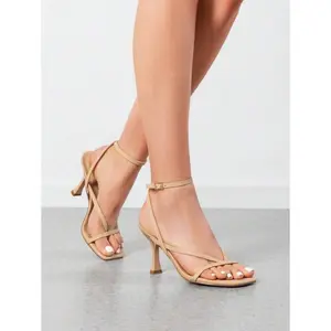 Women Minimalist Kitten Low Heel Thong Heeled Sandals, Fashion Square Toe Ankle Strap Heeled Sandals For Summer Daily Wearing Dressy Occasions