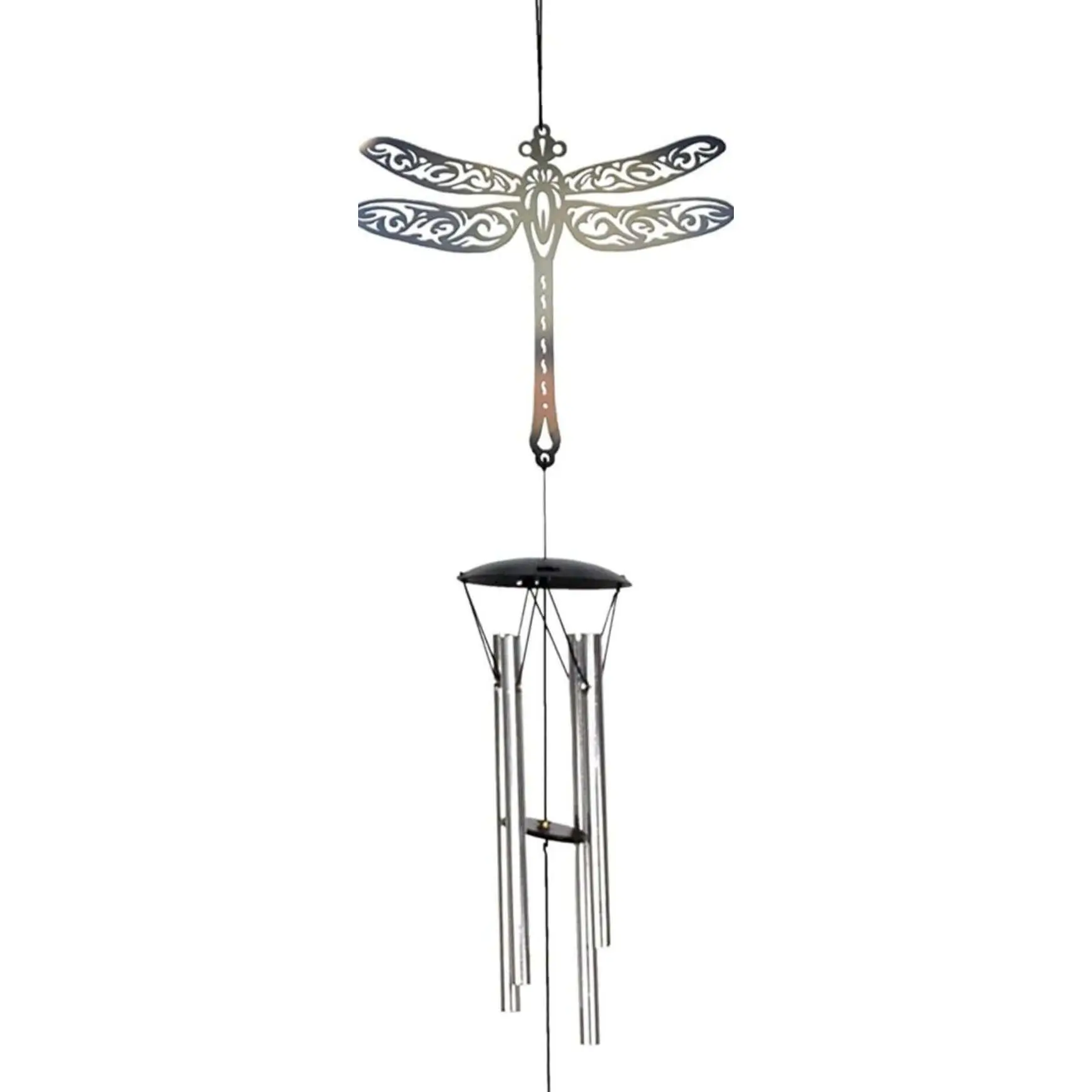 Dragonfly Wind Chimes - Eco-Friendly Metal Circle Shape Hanging Ornament, Easy Hang, 2"w x 6.4"h for Home Decor