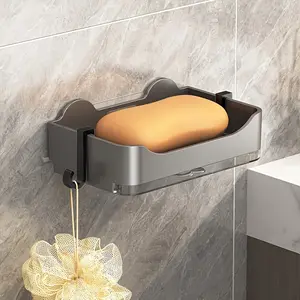 This Wall-Mounted Soap Dish Is Made of Plastic, Designed to Drain Water, Prevent Slipping, And Keep Dust Away, Suitable for Use in Bathrooms, Toilets, Kitchens, And Other Areas
