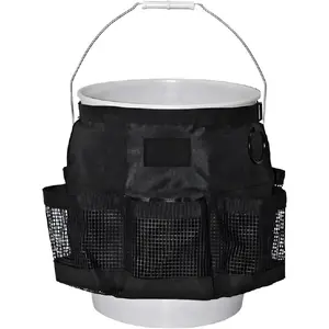5 Gallon Bucket Tool Organizer Bag, Multi-Purpose Car Bucket Wash Tool with Mesh Storage Pockets, Universal Vehicle Cleaning Supplies Accessories for Home, Gardening, Fishing