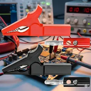 55mm Large Alligator Clips Set Red & Black Heavy Duty High Conductivity Spring Loaded Test Leads for Multimeter with Banana Plugs Professional Electrical Safety Tools