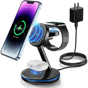 3 in 1  Station for  Devices 18W  Mag-Safe Charger Stand   Charger Station for  17 16 15 14 13 12 Pro/Pro Max/Plus/Mini AirPods 2/3/Pro iWatch Ultra 2-8 Serials