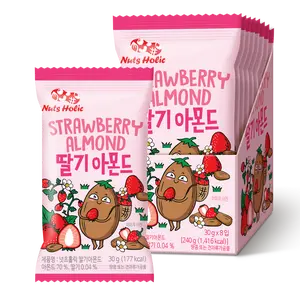 Korean Food Strawberry Almonds Crunchy Snack Sweet and Savory Almond Nuts 1.05 oz x 8 Pack (8.5 oz)