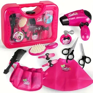 Beauty Salon Pretend Play Toy Set, 11pcs/set Hairdresser Toy with Hair Dryer, Apron and Other Hair Styling Accessories, Pretend Play Toys for Gift