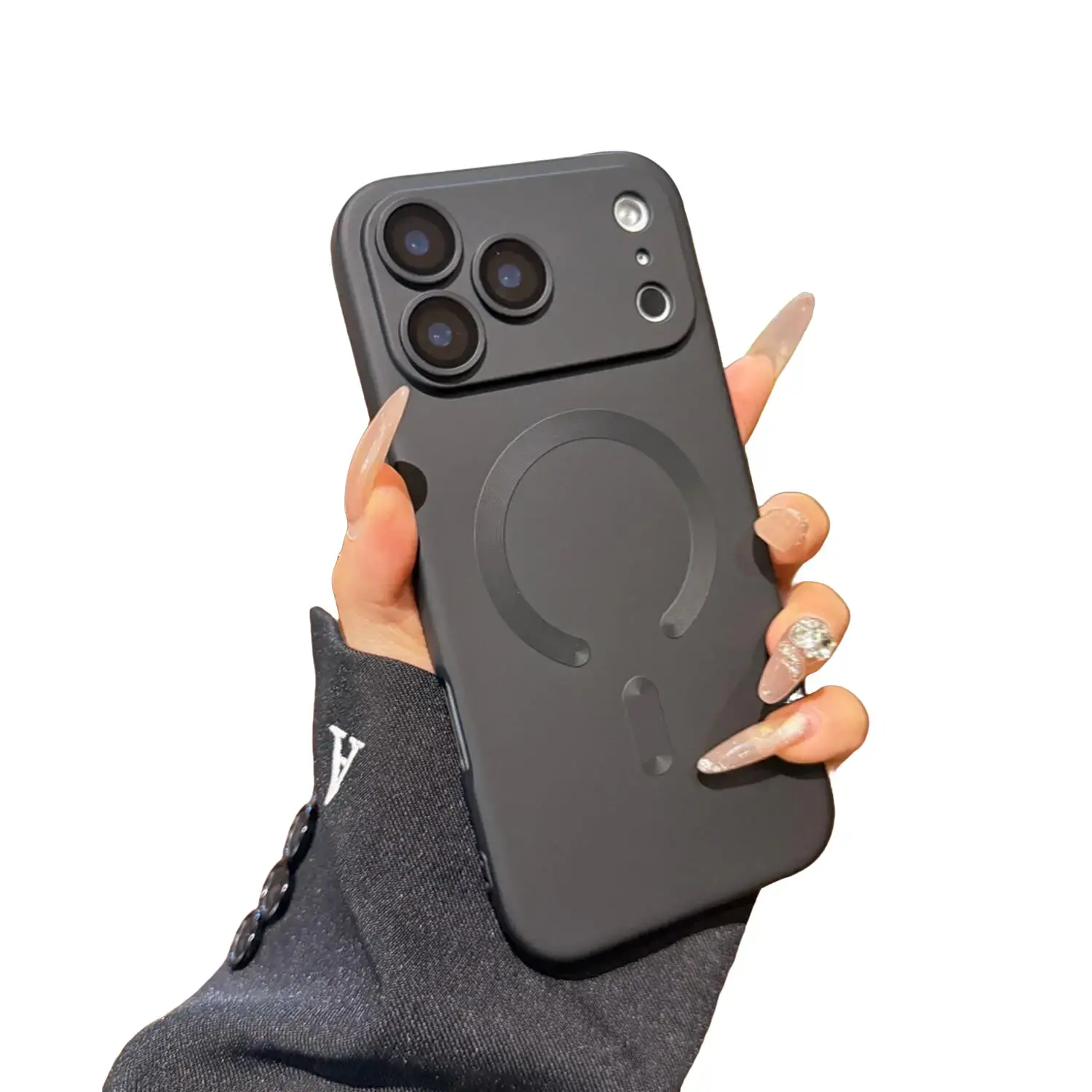 Metallic Matte MagSafe Magnetic iPhone Case - Integrated Full Large Lens Cover, Anti-Fingerprint, Shockproof Protective Cover Compatible with iPhone 12/13/14/15/16/17 Pro Max, All-Round Lens Scratch Protection