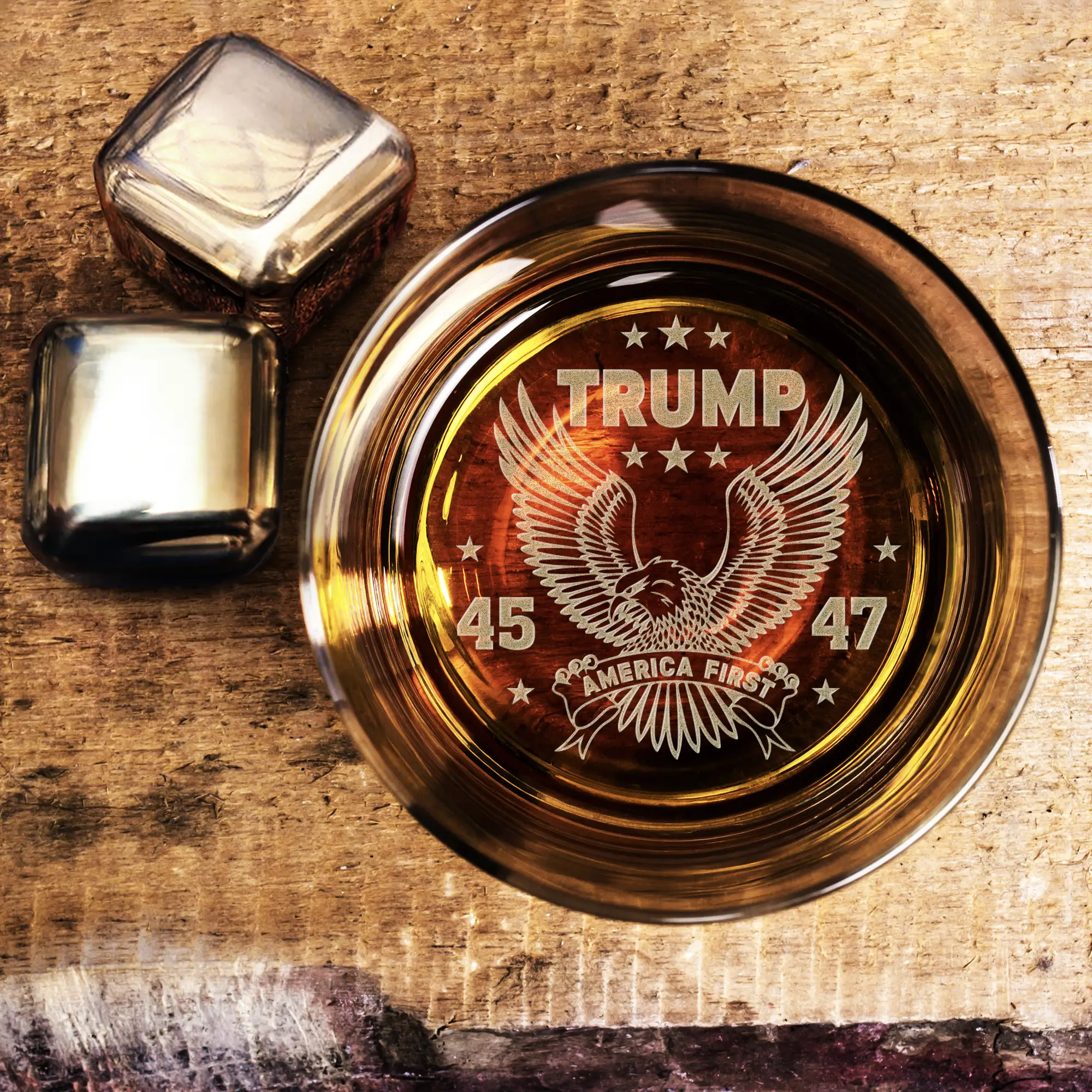 President Trump 45 47 Whiskey Glass, President MAGA 11oz Rock Glass Gifts for Men
