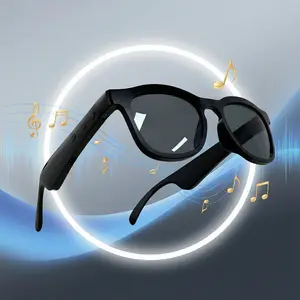 Bluetooth Smart Glasses Shiny Black Audio Sunglasses with Black Polarized Lenses Open-Ear Speaker 6-Hour Playtime Hands-Free Calls Voice Assistant for Music