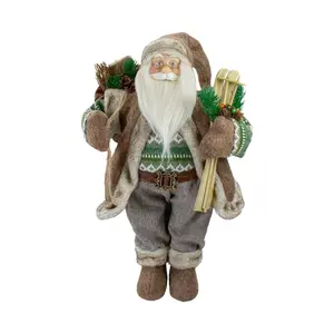 Northlight 18" Standing Santa Figure Carrying Presents & Skis