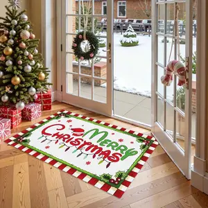 Festive Christmas Welcome Mat, Santa Claus Tree Rug, Holiday Home Decor, Wall Hanging Decoration, Durable Non-Slip Door Mat