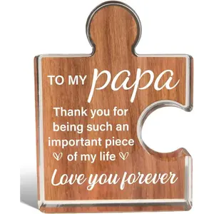 Papa Gifts From Grandkids, Grandpa Birthday Gifts From Granddaughter Grandson, Acrylic Puzzle Pieces for Christmas & Father's Day, Acrylic Plaque Decor, Acrylic Desktop Plaque