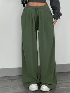 Women's Casual Loose-Fit Wide Leg Pants, Drawstring Waist, All-Season Comfortable Sportswear, Perfect Gift for Friends & Mom