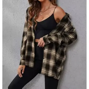 Plaid Flannel Shirts for Women Loose Fit Boyfriend Button Down Shirt Long Sleeve Casual Flannel Blouse Tops